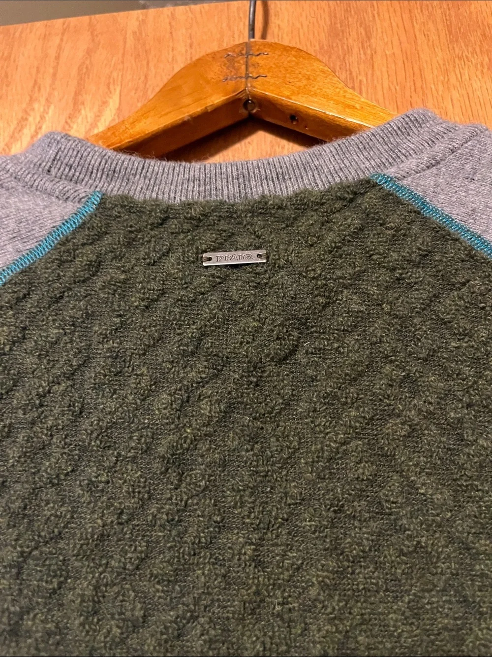 Prana Olive Green & Gray Women's Crewneck Sweater